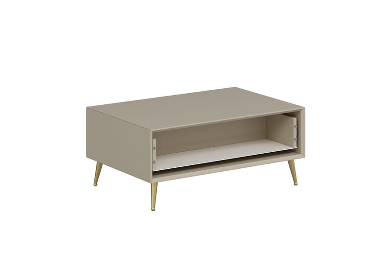 Luxe 90 cm Rektangulärt Soffbord med Lådor i Trä - Beige - Möbler - Bord & matgrupper - Soffbord