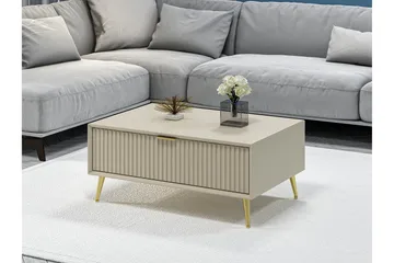 Luxe 90 cm Rektangulärt Soffbord med Lådor i Trä - Beige - Möbler - Bord & matgrupper - Soffbord