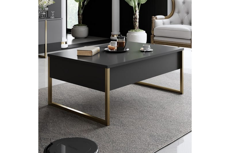 Luxe Soffbord 90x40 cm Svart/Guld - Hanah Home - Soffbord