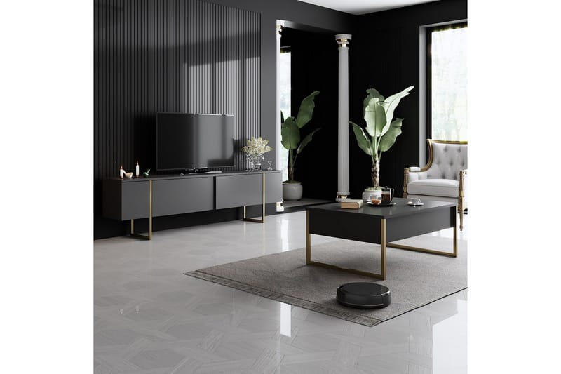 Luxe Soffbord 90x40 cm Svart/Guld - Hanah Home - Möbler - Bord & matgrupper - Soffbord