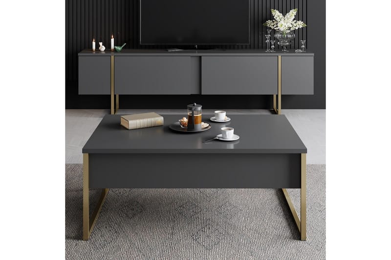 Luxe Soffbord 90x40 cm Svart/Guld - Hanah Home - Möbler - Bord & matgrupper - Soffbord