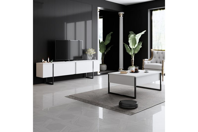 Luxe Soffbord 90x40 cm Vit/Svart - Hanah Home - Möbler - Bord & matgrupper - Soffbord