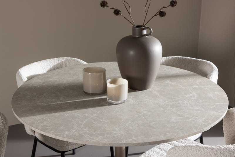 Lycke Matgrupp 110 cm Rund med 4 Agnes stolar - Beige/Vit - Möbler - Bord & matgrupper - Matgrupper