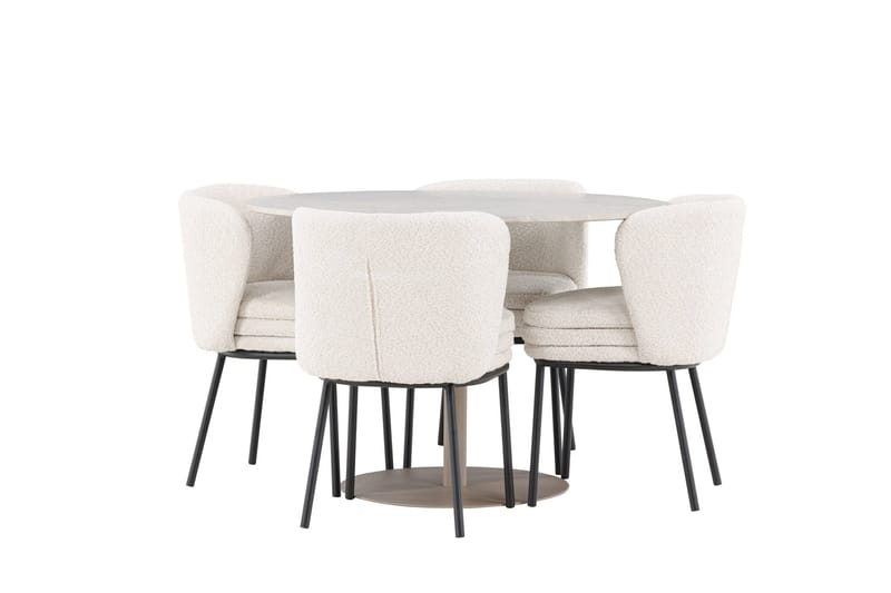 Lycke Matgrupp 110 cm Rund med 4 Agnes stolar - Beige/Vit - Möbler - Bord & matgrupper - Matgrupper