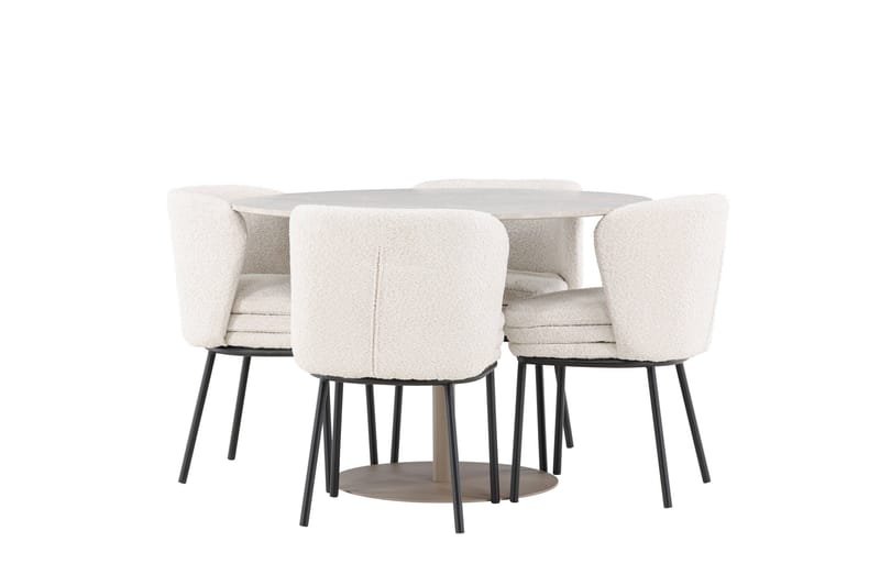 Lycke Matgrupp 110 cm Rund med 4 Agnes stolar - Beige/Vit - Möbler - Bord & matgrupper - Matgrupper