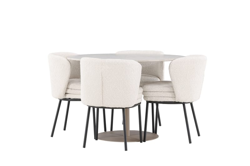 Lycke Matgrupp 110 cm Rund med 4 Agnes stolar - Beige/Vit - Möbler - Bord & matgrupper - Matgrupper
