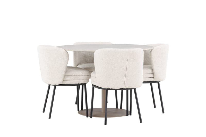 Lycke Matgrupp 110 cm Rund med 4 Agnes stolar - Beige/Vit - Möbler - Bord & matgrupper - Matgrupper