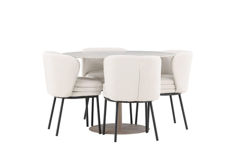 Lycke Matgrupp 110 cm Rund med 4 Agnes stolar - Beige/Vit - Möbler - Bord & matgrupper - Matgrupper