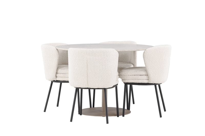 Lycke Matgrupp 110 cm Rund med 4 Agnes stolar - Beige/Vit - Möbler - Bord & matgrupper - Matgrupper