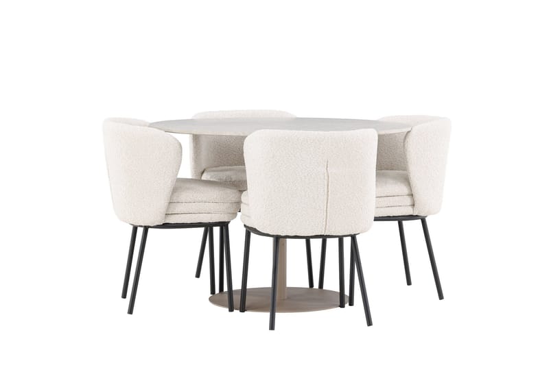Lycke Matgrupp 110 cm Rund med 4 Agnes stolar - Beige/Vit - Möbler - Bord & matgrupper - Matgrupper