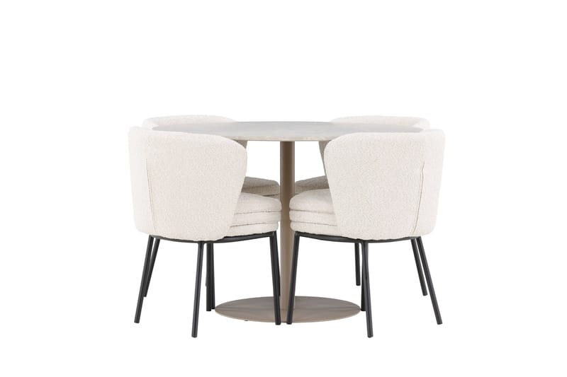 Lycke Matgrupp 110 cm Rund med 4 Agnes stolar - Beige/Vit - Möbler - Bord & matgrupper - Matgrupper