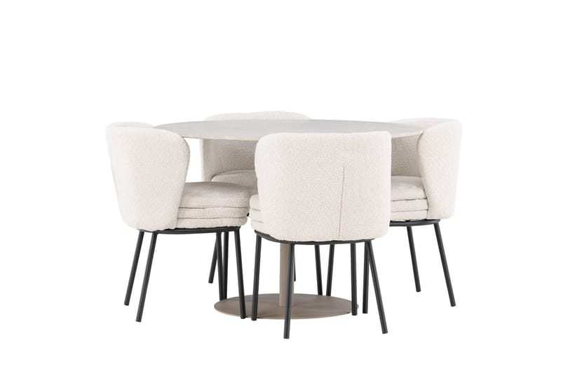 Lycke Matgrupp 110 cm Rund med 4 Agnes stolar - Beige/Vit - Möbler - Bord & matgrupper - Matgrupper