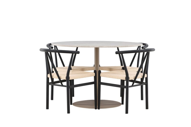 Lycke Matgrupp 110 cm Rund med 4 Alfons stolar - Beige/Svart - Möbler - Bord & matgrupper - Matgrupper