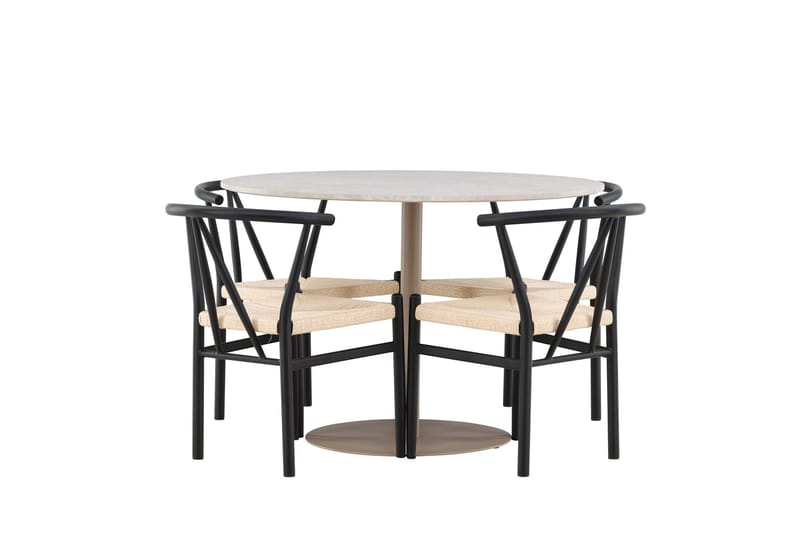 Lycke Matgrupp 110 cm Rund med 4 Alfons stolar - Beige/Svart - Möbler - Bord & matgrupper - Matgrupper