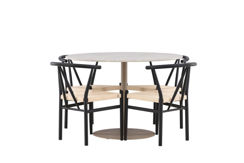 Lycke Matgrupp 110 cm Rund med 4 Alfons stolar - Beige/Svart - Möbler - Bord & matgrupper - Matgrupper