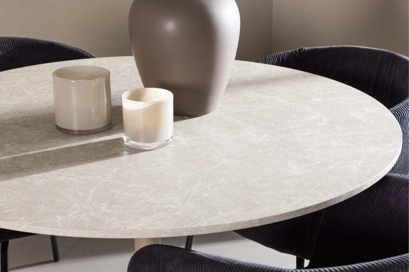 Lycke Matgrupp 110 cm Rund med 4 Berit stolar - Beige/Svart - Möbler - Bord & matgrupper - Matgrupper