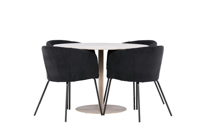 Lycke Matgrupp 110 cm Rund med 4 Berit stolar - Beige/Svart - Möbler - Bord & matgrupper - Matgrupper