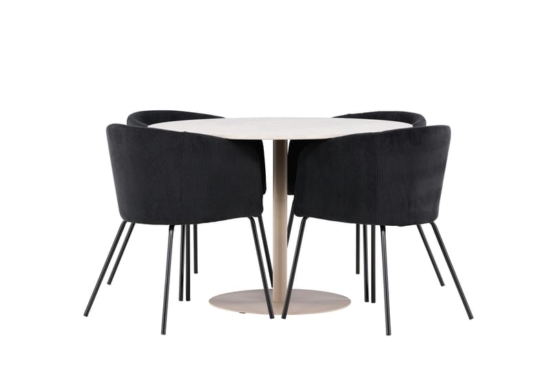 Lycke Matgrupp 110 cm Rund med 4 Berit stolar - Beige/Svart - Möbler - Bord & matgrupper - Matgrupper