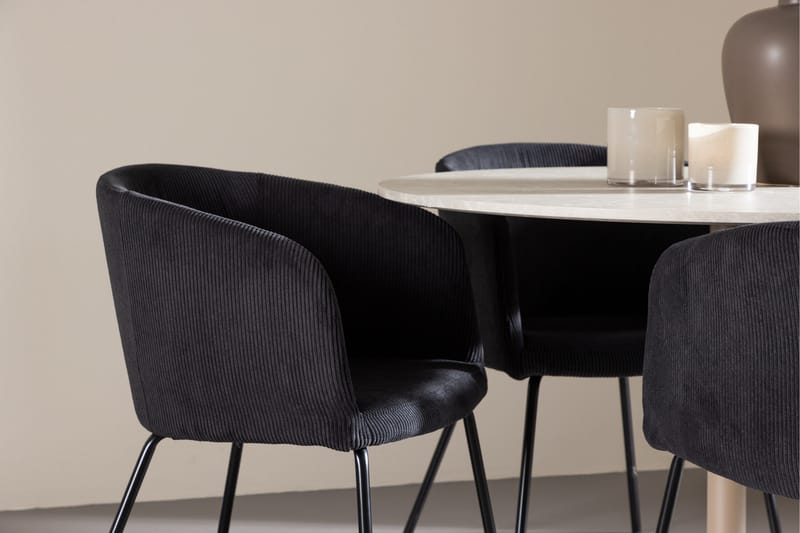 Lycke Matgrupp 110 cm Rund med 4 Berit stolar - Beige/Svart - Möbler - Bord & matgrupper - Matgrupper