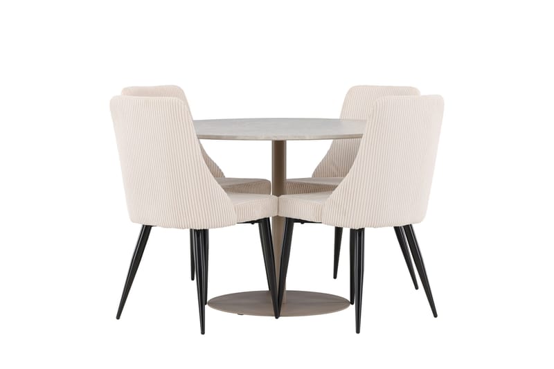 Lycke Matgrupp 110 cm Rund med 4 Leone stolar, Beige/Beige