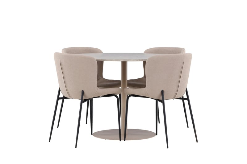 Lycke Matgrupp 110 cm Rund med 4 Modesto stolar - Beige/Beige - Möbler - Bord & matgrupper - Matgrupper