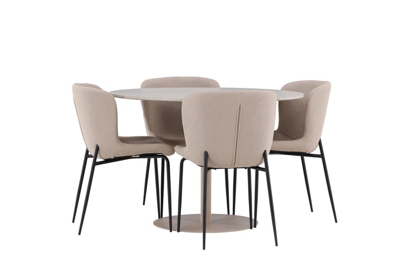 Lycke Matgrupp 110 cm Rund med 4 Modesto stolar - Beige/Beige - Möbler - Bord & matgrupper - Matgrupper