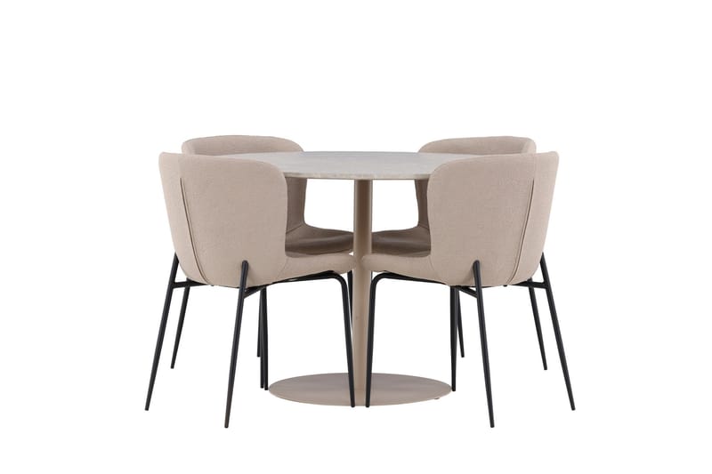 Lycke Matgrupp 110 cm Rund med 4 Modesto stolar - Beige/Beige - Möbler - Bord & matgrupper - Matgrupper