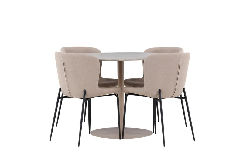 Lycke Matgrupp 110 cm Rund med 4 Modesto stolar - Beige/Beige - Möbler - Bord & matgrupper - Matgrupper
