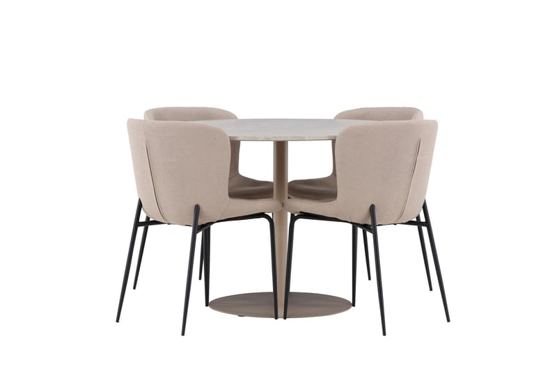 Lycke Matgrupp 110 cm Rund med 4 Modesto stolar - Beige/Beige - Möbler - Bord & matgrupper - Matgrupper