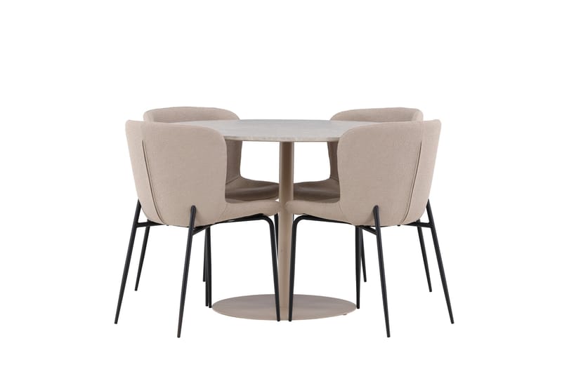 Lycke Matgrupp 110 cm Rund med 4 Modesto stolar - Beige/Beige - Möbler - Bord & matgrupper - Matgrupper