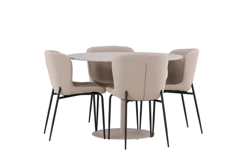 Lycke Matgrupp 110 cm Rund med 4 Modesto stolar - Beige/Beige - Möbler - Bord & matgrupper - Matgrupper