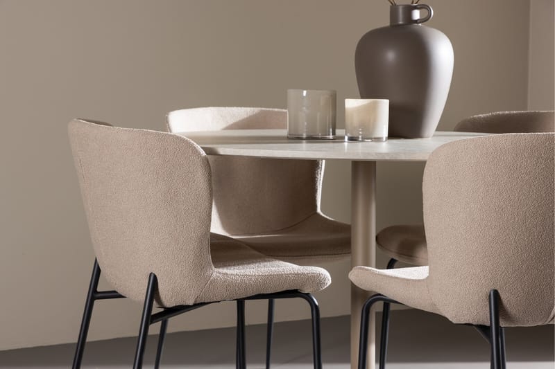 Lycke Matgrupp 110 cm Rund med 4 Modesto stolar - Beige/Beige - Möbler - Bord & matgrupper - Matgrupper