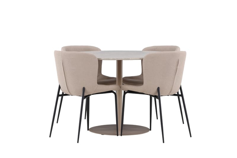 Lycke Matgrupp 110 cm Rund med 4 Modesto stolar - Beige/Beige - Möbler - Bord & matgrupper - Matgrupper