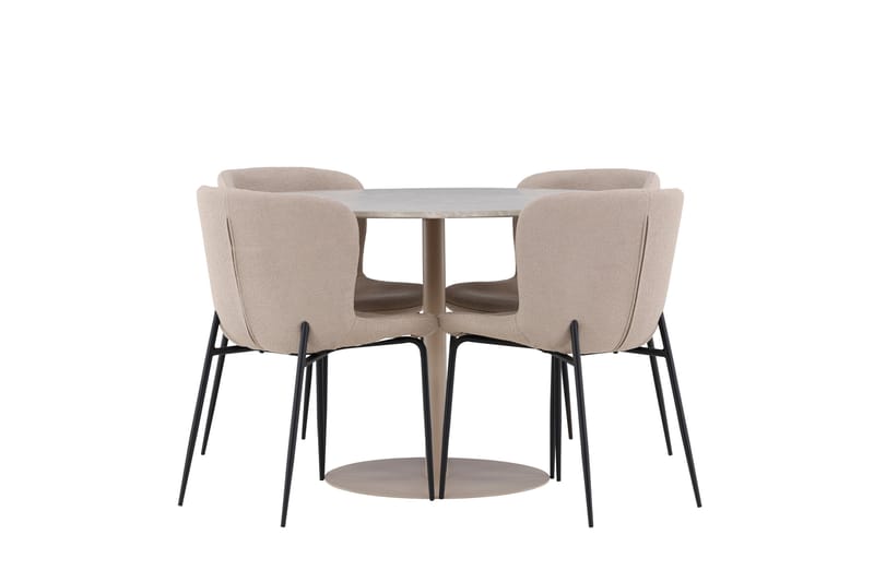 Lycke Matgrupp 110 cm Rund med 4 Modesto stolar - Beige/Beige - Möbler - Bord & matgrupper - Matgrupper