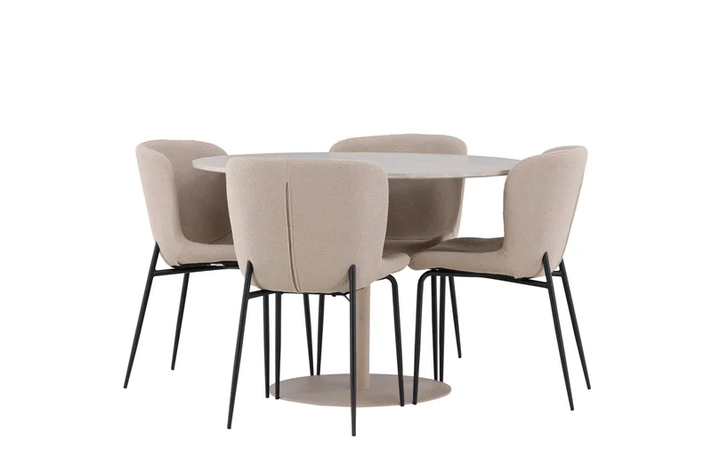 Lycke Matgrupp 110 cm Rund med 4 Modesto stolar - Beige/Beige - Möbler - Bord & matgrupper - Matgrupper