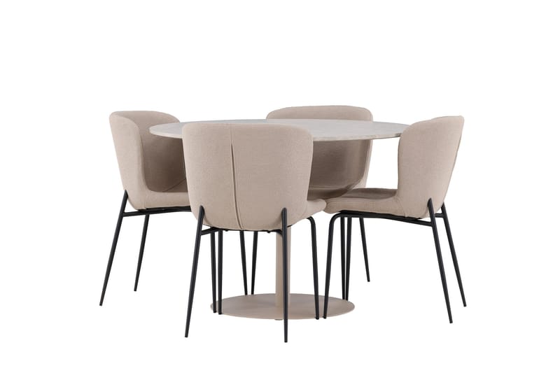 Lycke Matgrupp 110 cm Rund med 4 Modesto stolar - Beige/Beige - Möbler - Bord & matgrupper - Matgrupper