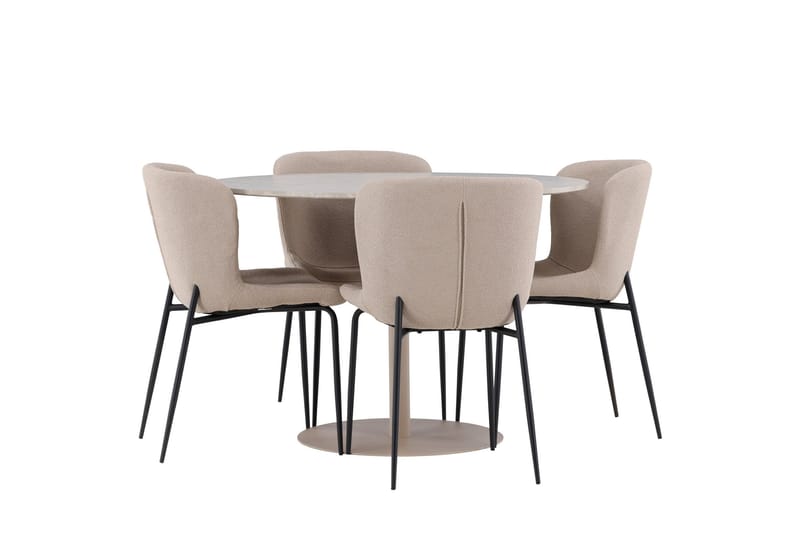 Lycke Matgrupp 110 cm Rund med 4 Modesto stolar - Beige/Beige - Möbler - Bord & matgrupper - Matgrupper