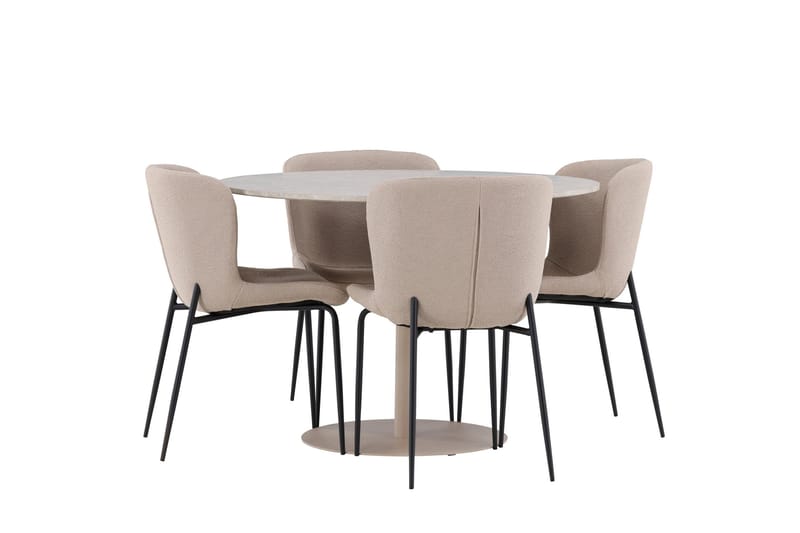 Lycke Matgrupp 110 cm Rund med 4 Modesto stolar - Beige/Beige - Möbler - Bord & matgrupper - Matgrupper