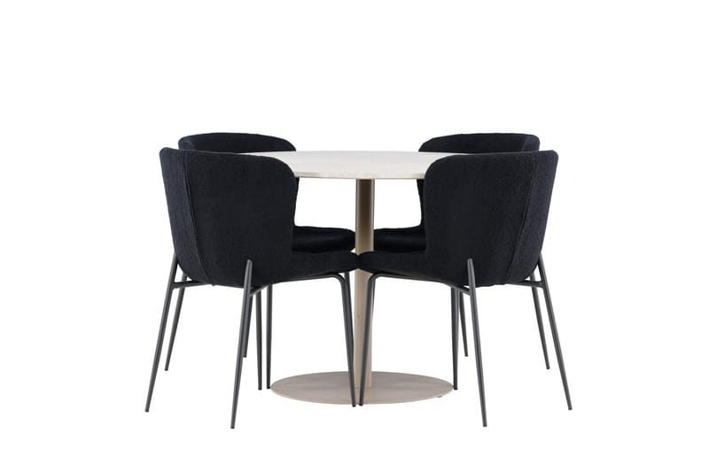 Lycke Matgrupp 110 cm Rund med 4 Modesto stolar - Beige/Svart - Möbler - Bord & matgrupper - Matgrupper