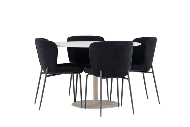 Lycke Matgrupp 110 cm Rund med 4 Modesto stolar - Beige/Svart - Möbler - Bord & matgrupper - Matgrupper