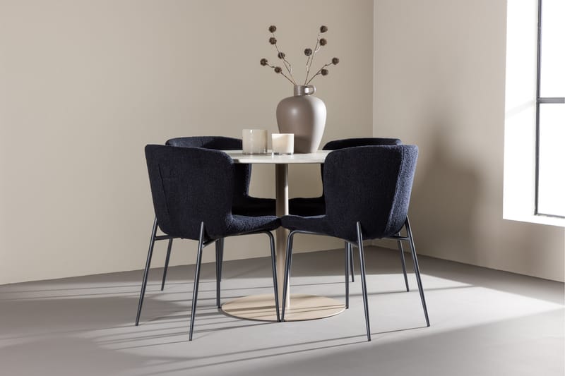 Lycke Matgrupp 110 cm Rund med 4 Modesto stolar - Beige/Svart - Möbler - Bord & matgrupper - Matgrupper