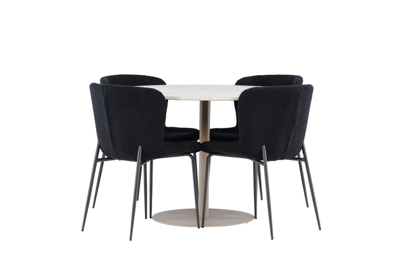 Lycke Matgrupp 110 cm Rund med 4 Modesto stolar - Beige/Svart - Möbler - Bord & matgrupper - Matgrupper