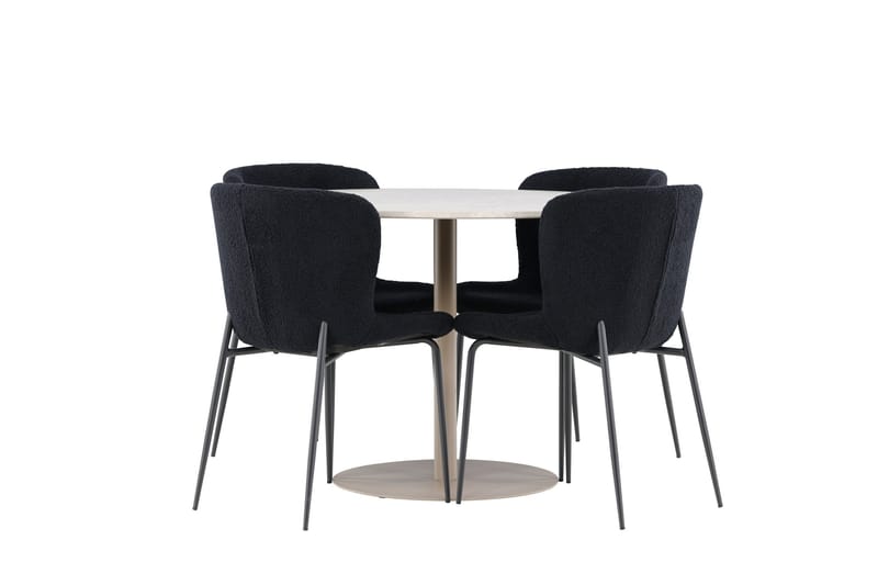 Lycke Matgrupp 110 cm Rund med 4 Modesto stolar - Beige/Svart - Möbler - Bord & matgrupper - Matgrupper