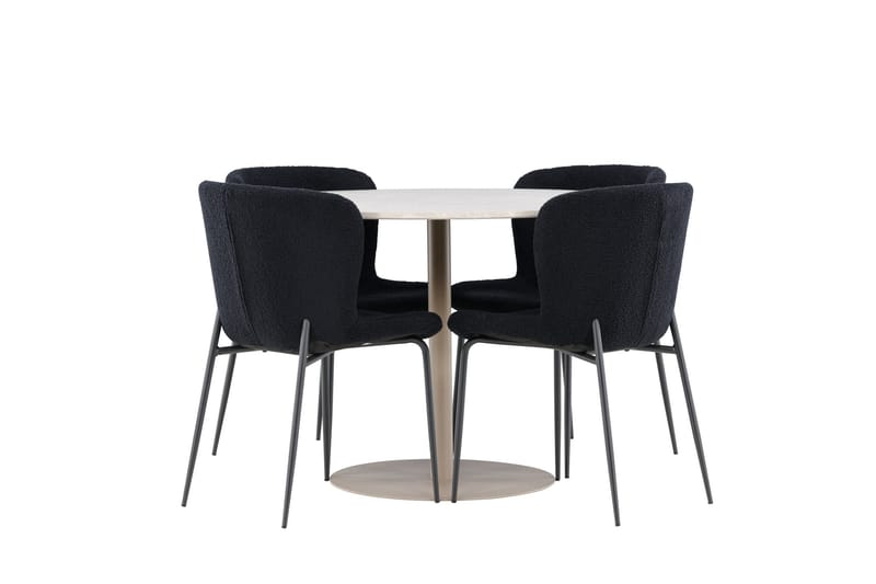 Lycke Matgrupp 110 cm Rund med 4 Modesto stolar - Beige/Svart - Möbler - Bord & matgrupper - Matgrupper