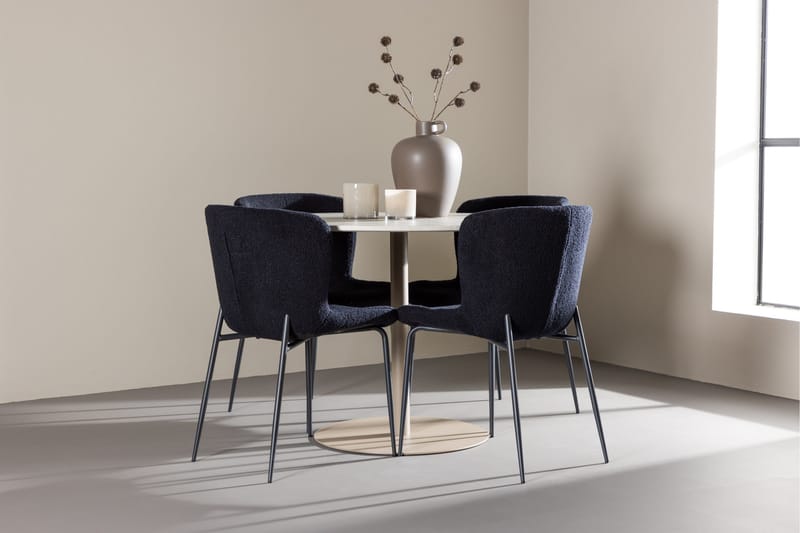 Lycke Matgrupp 110 cm Rund med 4 Modesto stolar - Beige/Svart - Möbler - Bord & matgrupper - Matgrupper