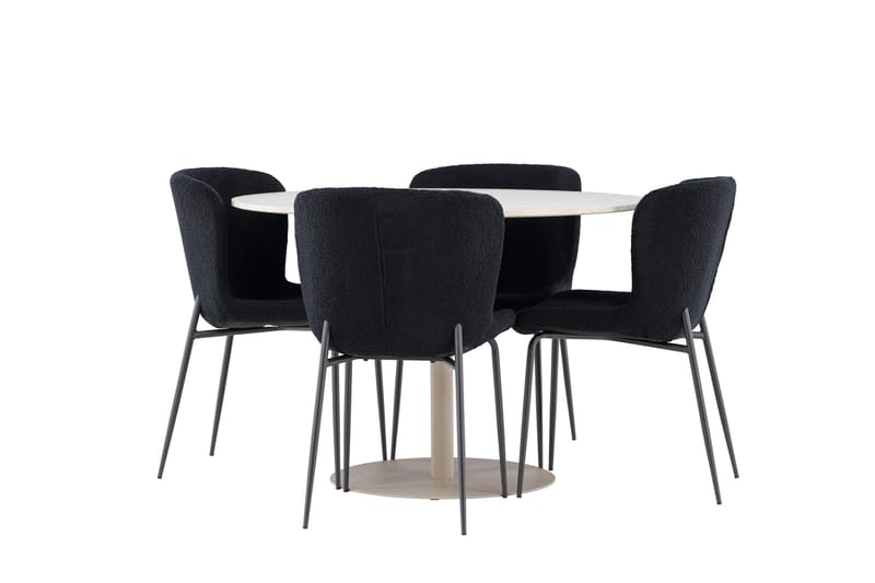 Lycke Matgrupp 110 cm Rund med 4 Modesto stolar - Beige/Svart - Möbler - Bord & matgrupper - Matgrupper