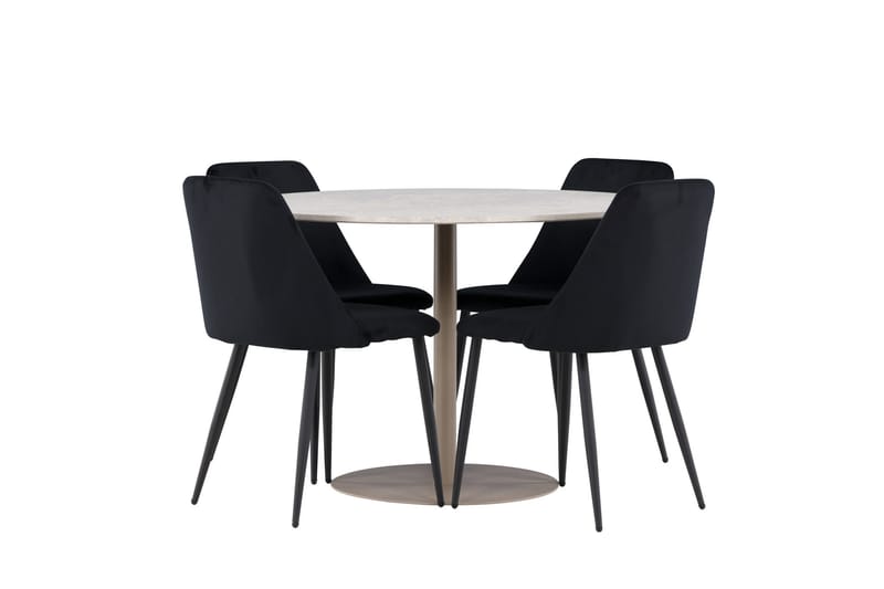 Lycke Matgrupp 110 cm Rund med 4 Night stolar - Beige/Svart - Möbler - Bord & matgrupper - Matgrupper