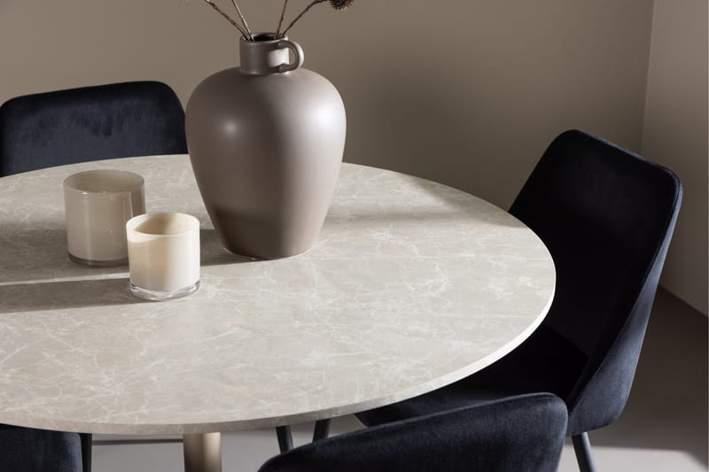 Lycke Matgrupp 110 cm Rund med 4 Night stolar - Beige/Svart - Möbler - Bord & matgrupper - Matgrupper