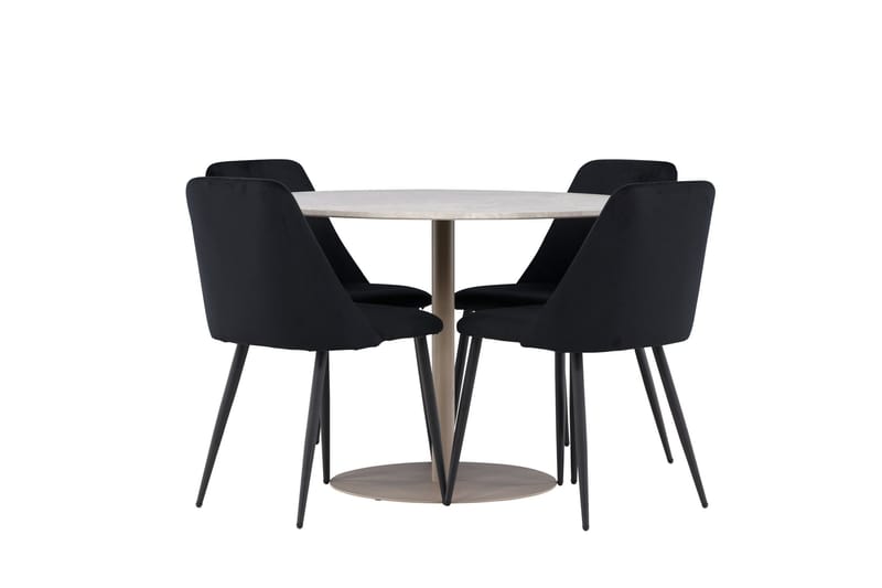 Lycke Matgrupp 110 cm Rund med 4 Night stolar - Beige/Svart - Möbler - Bord & matgrupper - Matgrupper