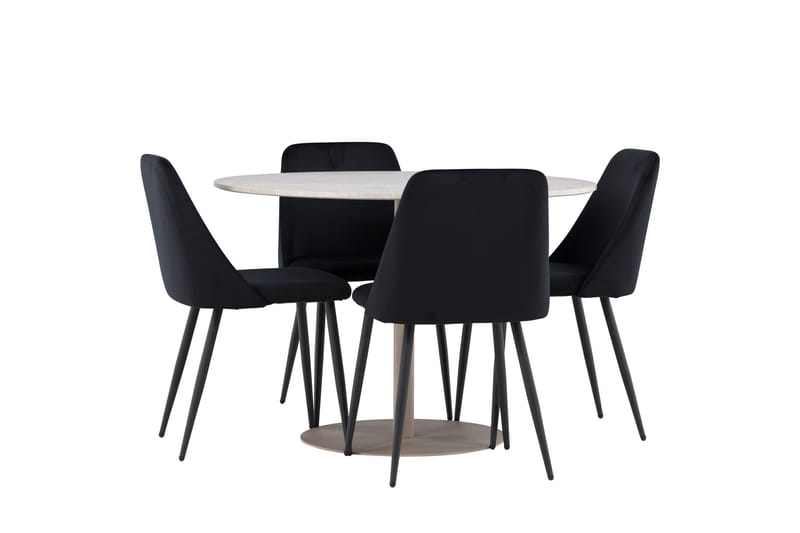 Lycke Matgrupp 110 cm Rund med 4 Night stolar - Beige/Svart - Möbler - Bord & matgrupper - Matgrupper
